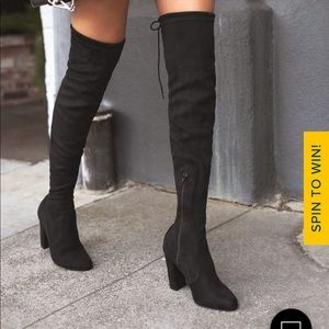 So Much Yes Black Suede Over the Knee Boots